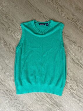 Alan Flusser Men's V-Neck Sleeveless Sweater Vest - Turquoise Green